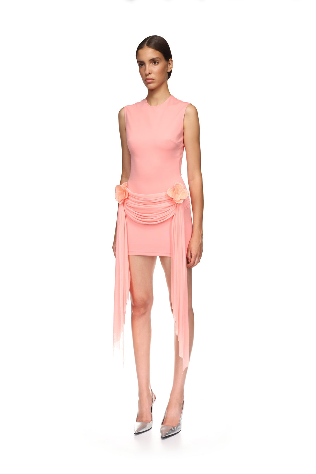 DRAPE OVERLAY SLEEVELESS MINI DRESS