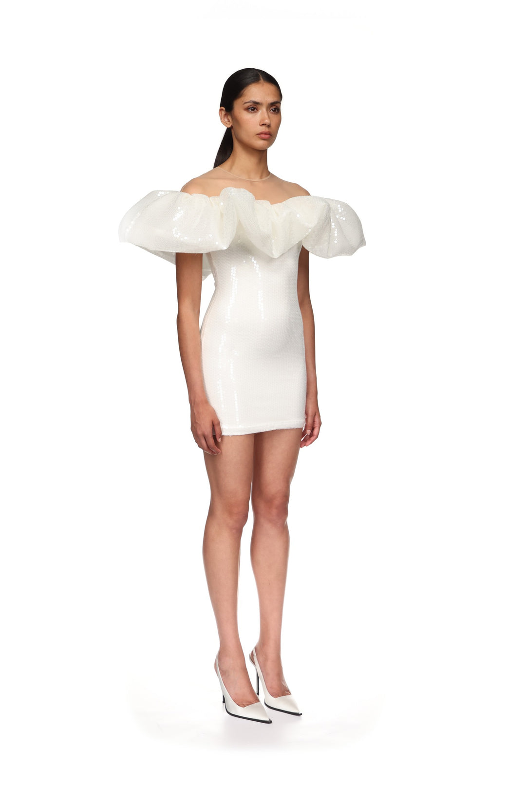 PUFF TOP DETAIL SEQUIN MINI DRESS