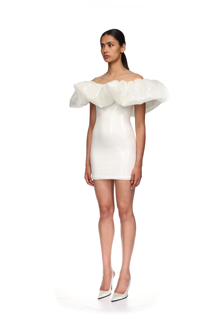 PUFF TOP DETAIL SEQUIN MINI DRESS