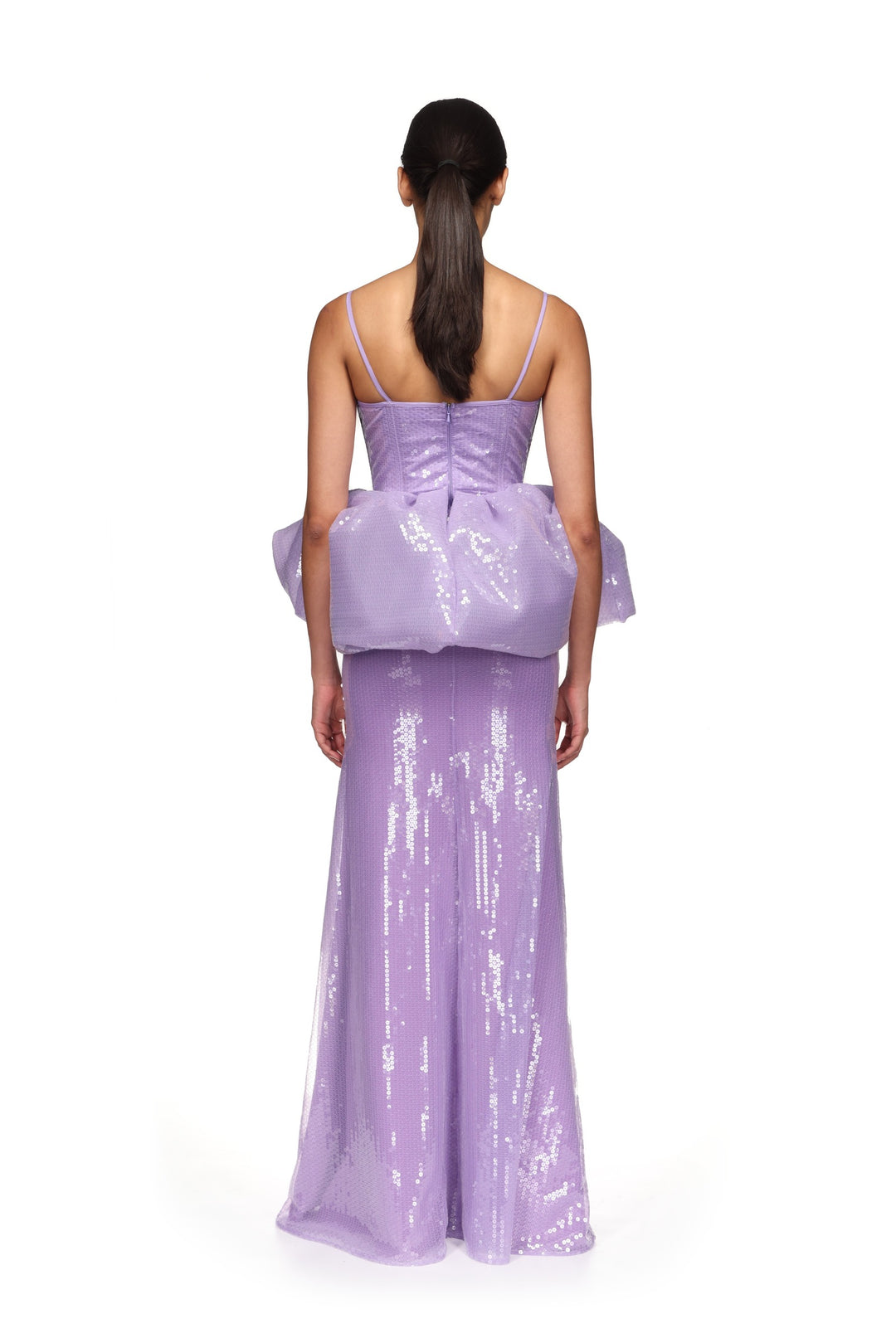 PEPLUM DETAIL SEQUIN GOWN