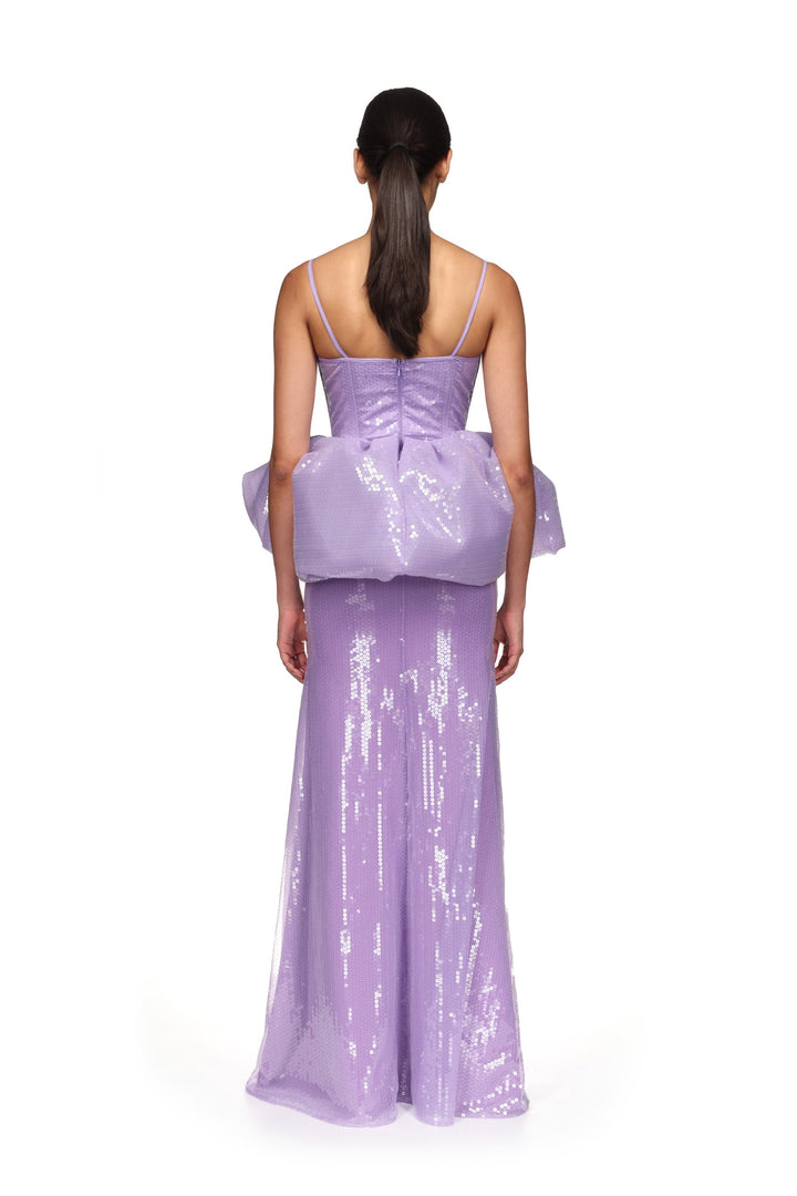 PEPLUM DETAIL SEQUIN GOWN