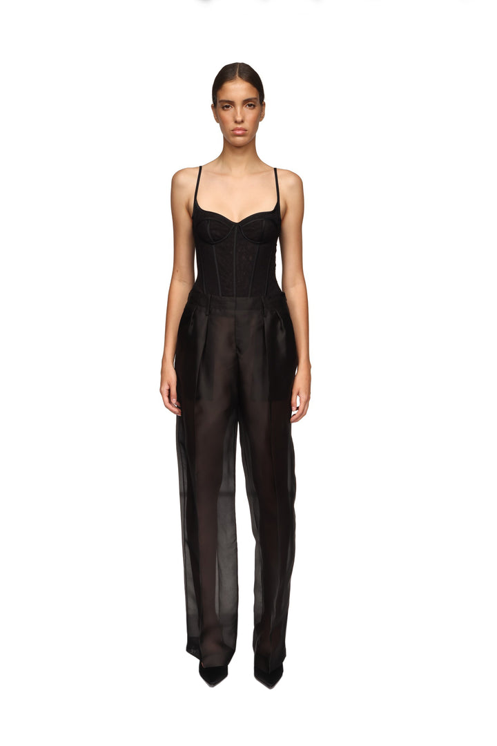 DOUBLE PLEATED ORGANZA TROUSERS