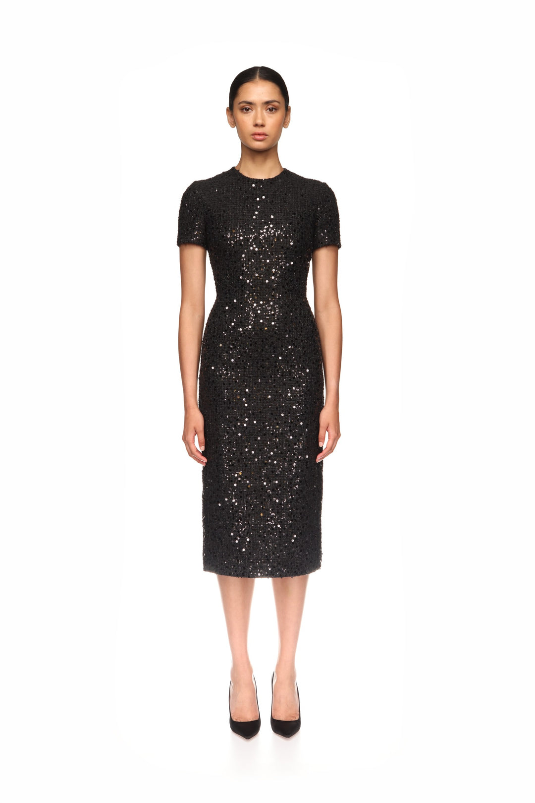 SEQUIN BOUCLE MIDI DRESS