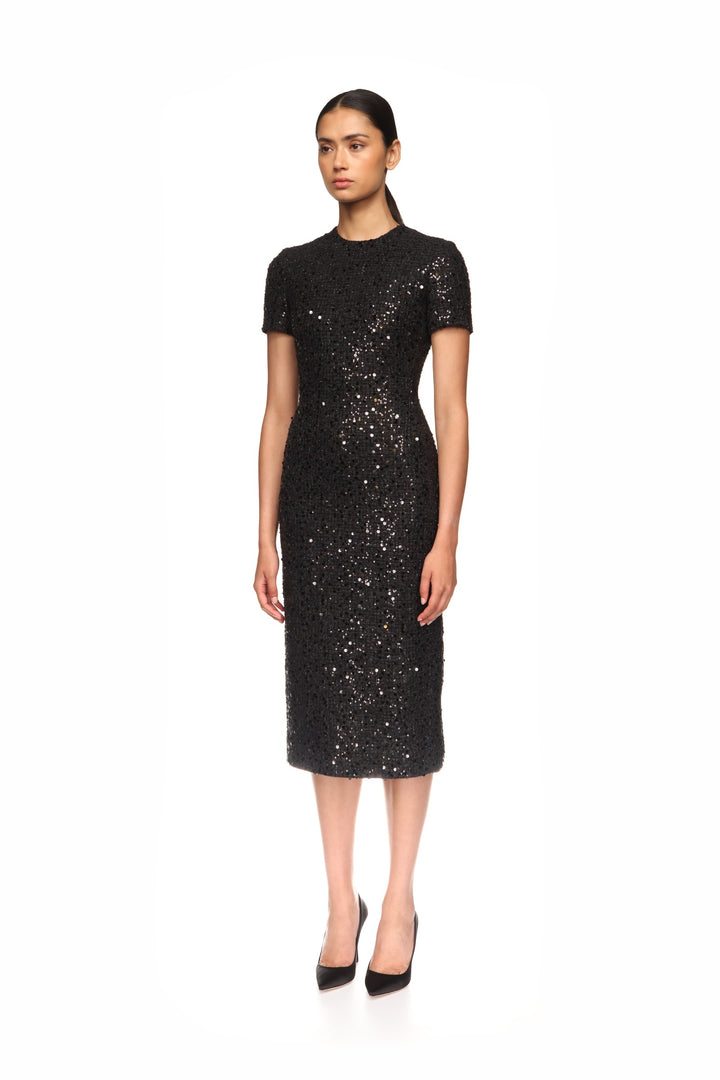 SEQUIN BOUCLE MIDI DRESS