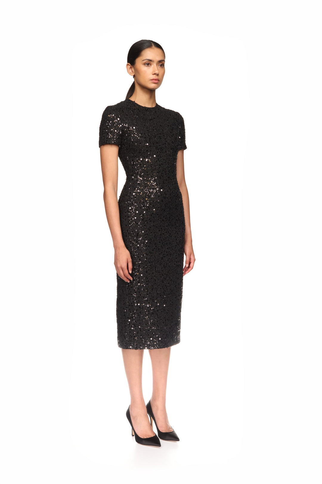 SEQUIN BOUCLE MIDI DRESS