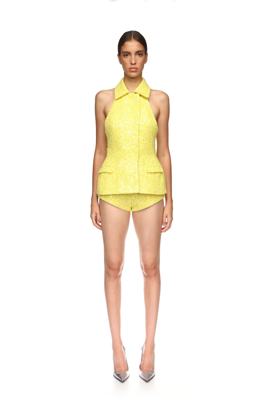 SEQUIN BOUCLE TAILORED VEST TOP