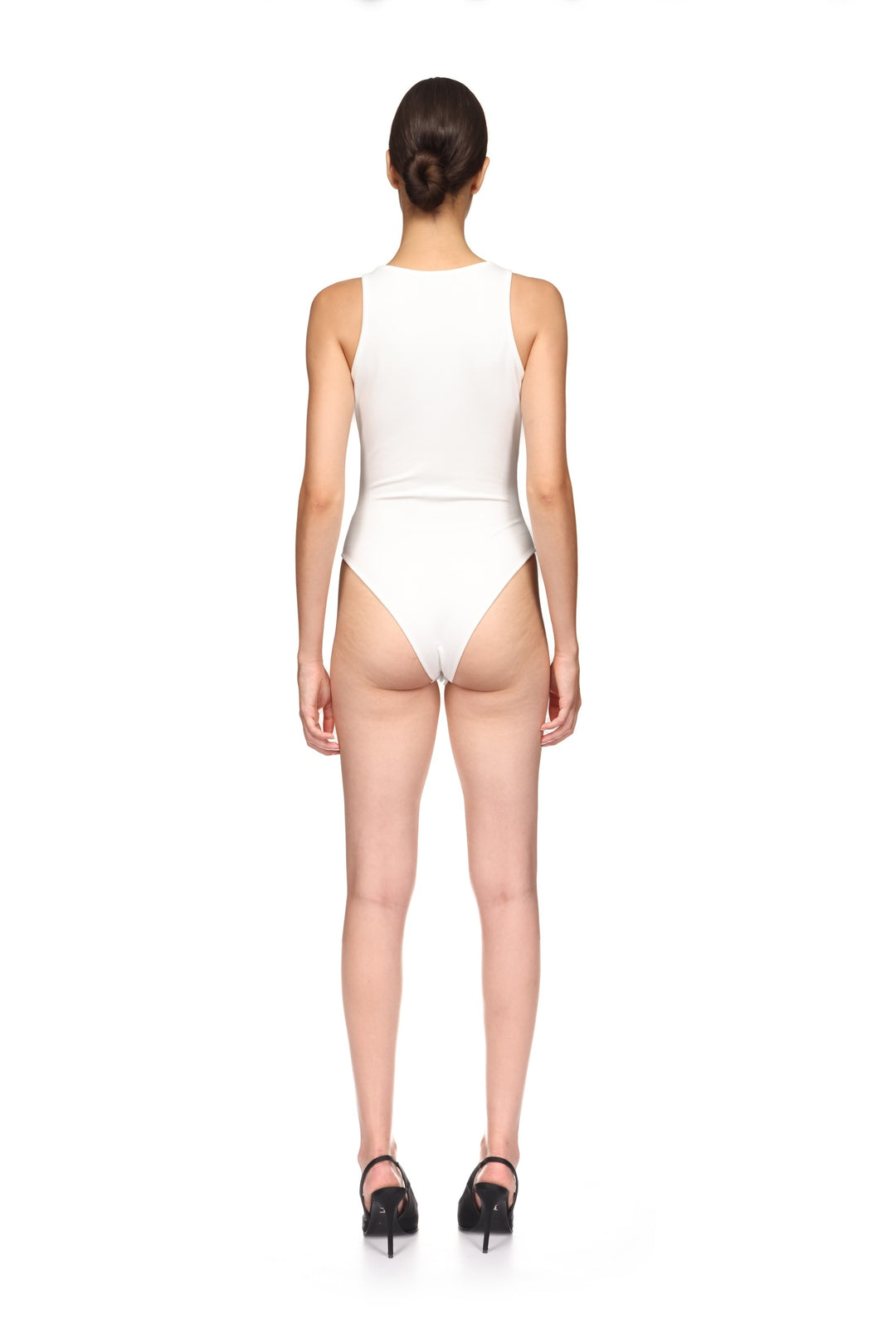 3D LACE FLOWER JERSEY BODYSUIT IN BLACK