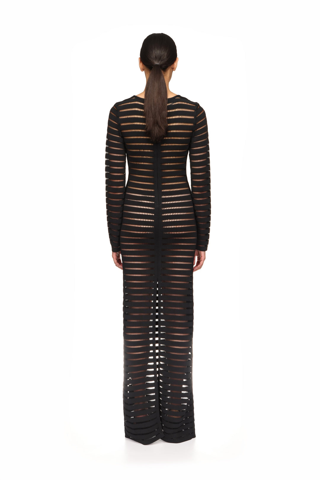 STRIPED CUTOUT KNIT GOWN