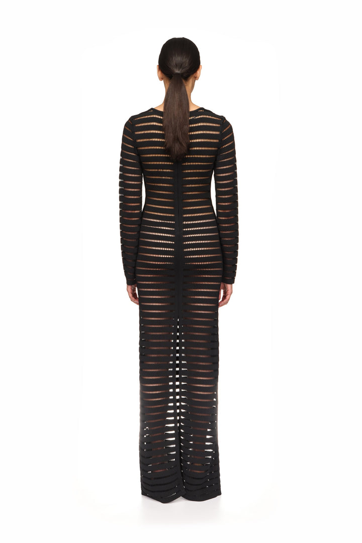 STRIPED CUTOUT KNIT GOWN