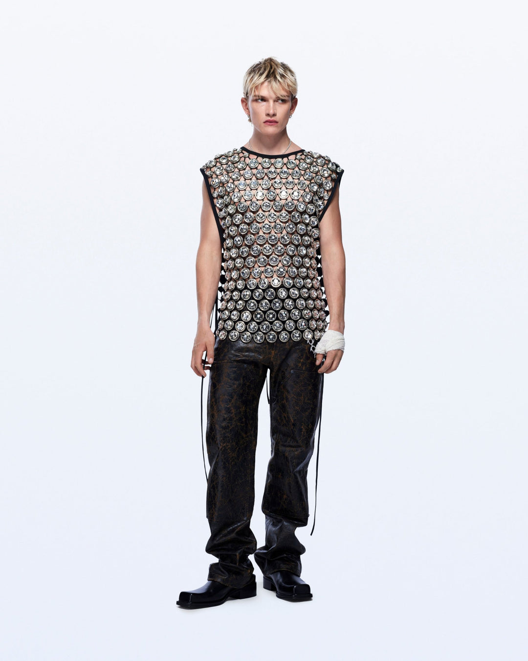 ALLOVER CRYSTAL EMBROIDERED TOP