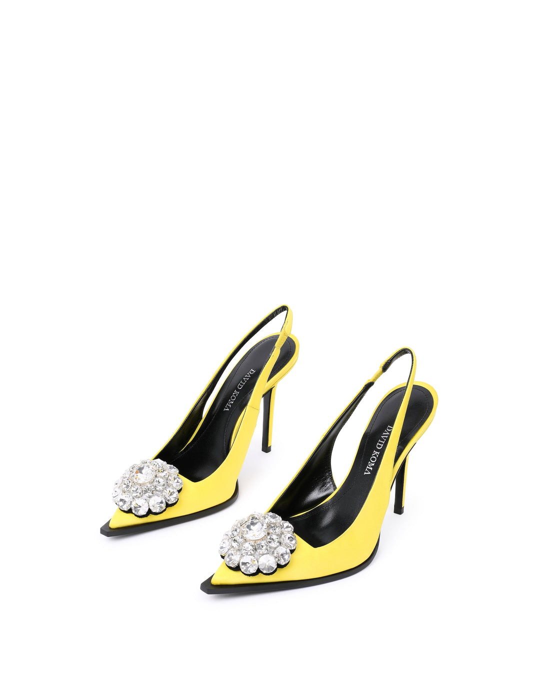 SLINGBACK PUMPS WITH CRYSTAL EMBELLISHMENT IN YELLOW