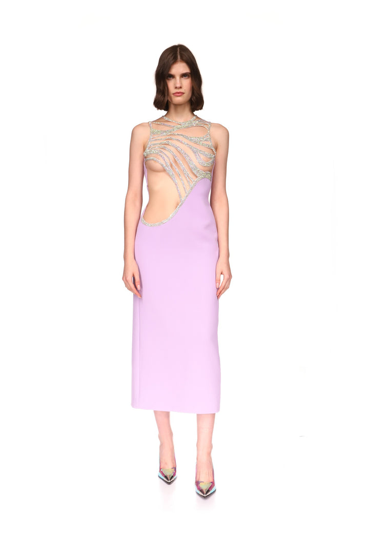 CRYSTAL WAVE SLEEVELESS MIDI DRESS