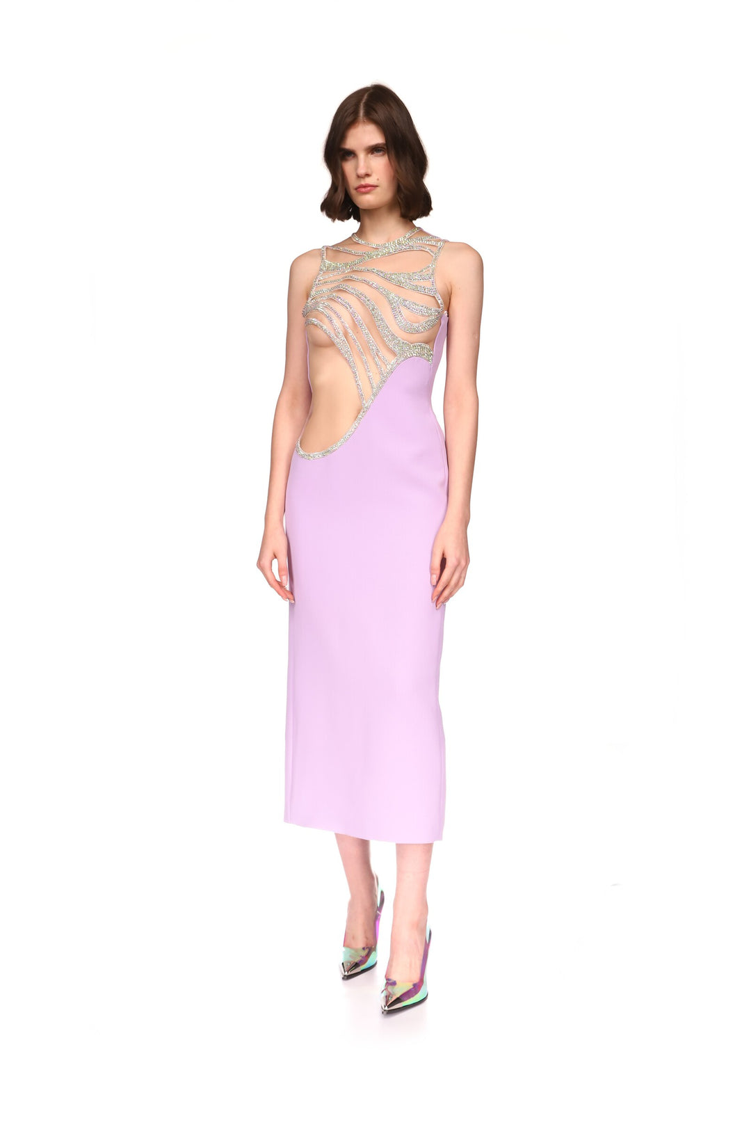 CRYSTAL WAVE SLEEVELESS MIDI DRESS
