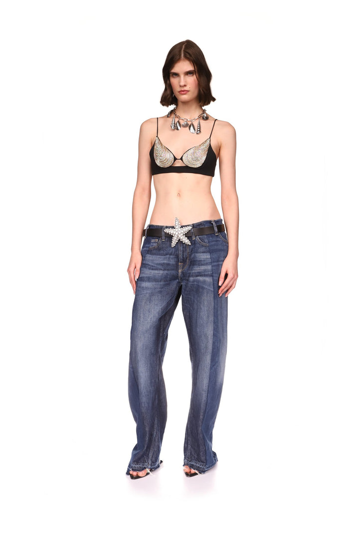 CRYSTAL OYSTER SHELL BRA IN WHITE