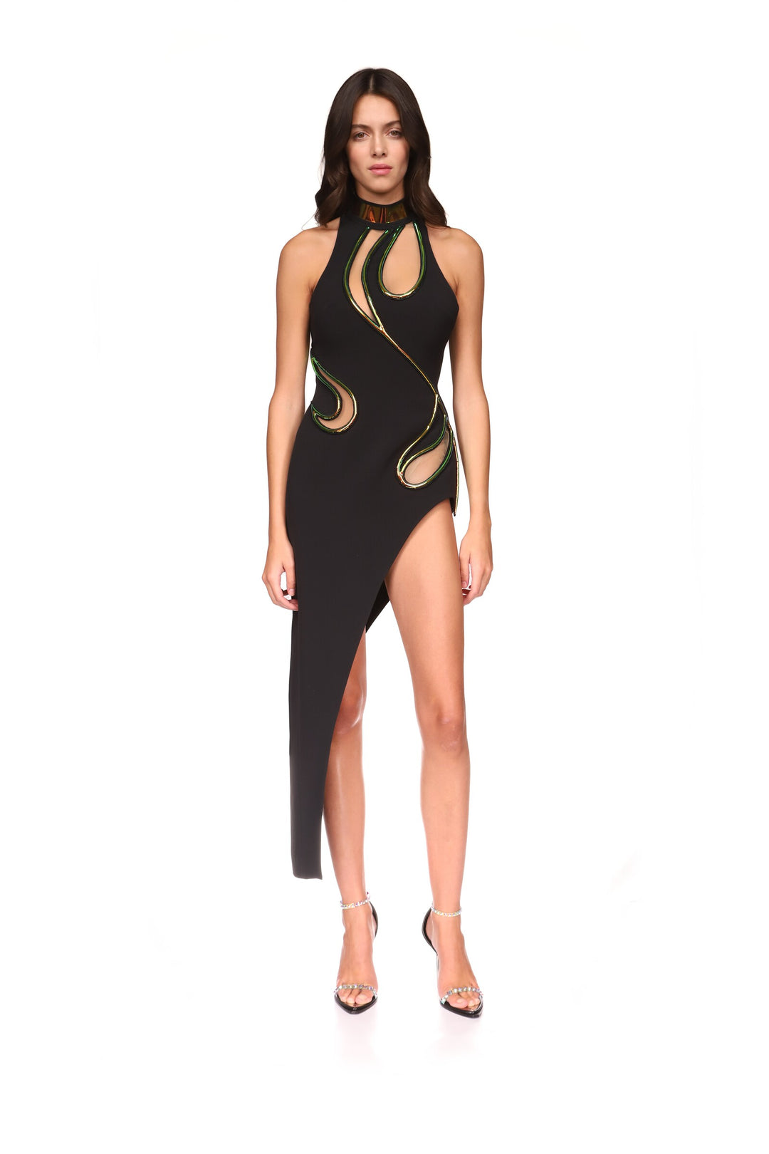pvc midi dress F250 PVC midi dress with zipper in the front - Noir Handmade
