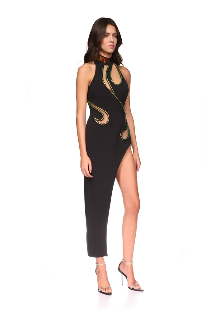 IRIDESCENT PVC CUT-OUT MIDI DRESS