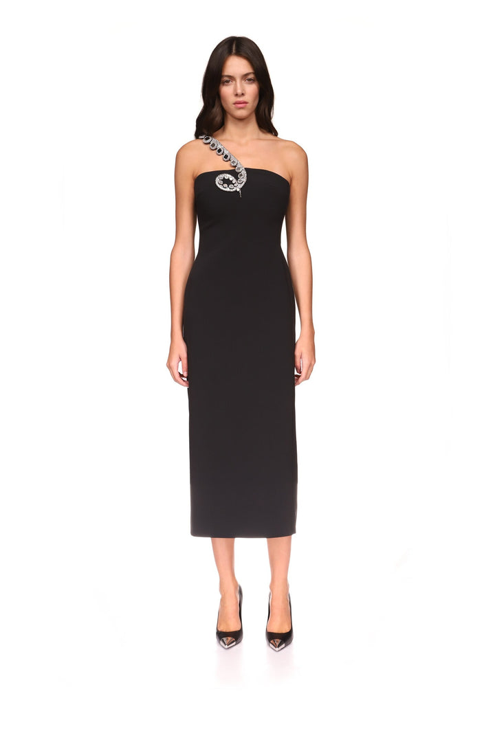 CRYSTAL TENTACLE EMBROIDERY MIDI DRESS IN LILAC