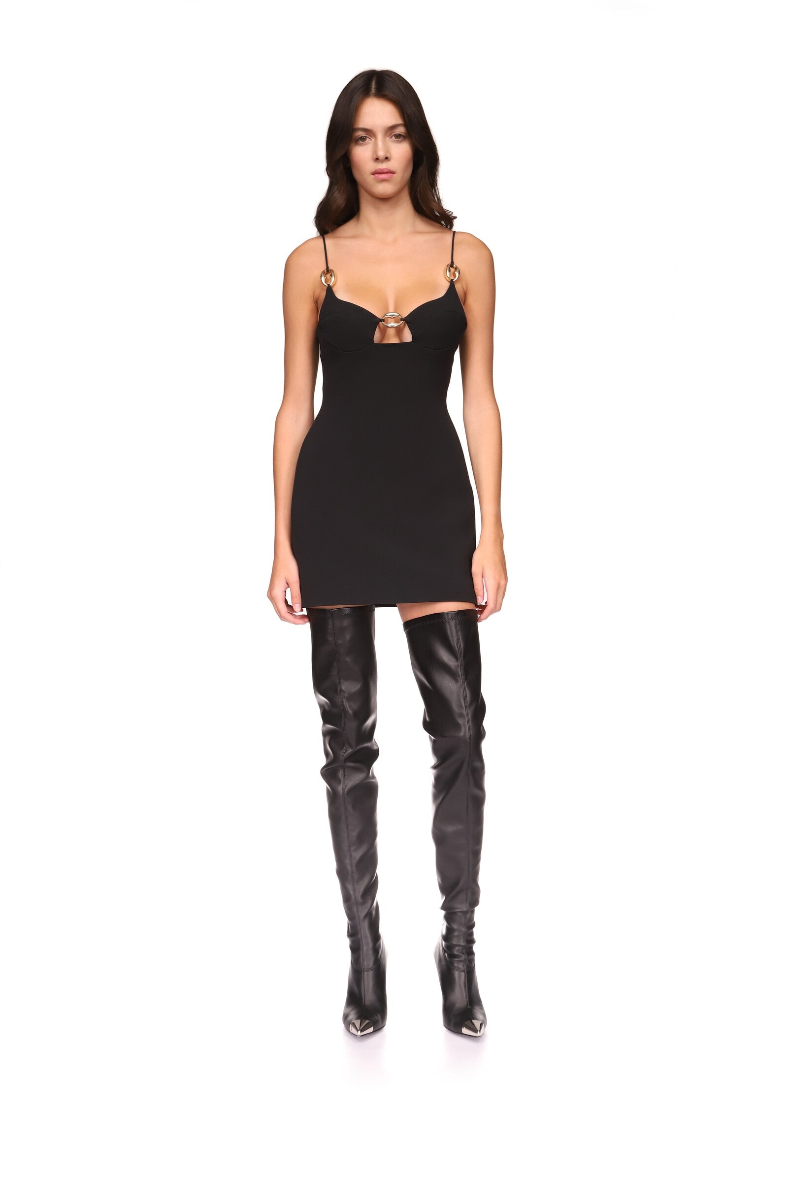 GOGGLE BUCKLE CAMI MINI DRESS IN ORANGE – David Koma