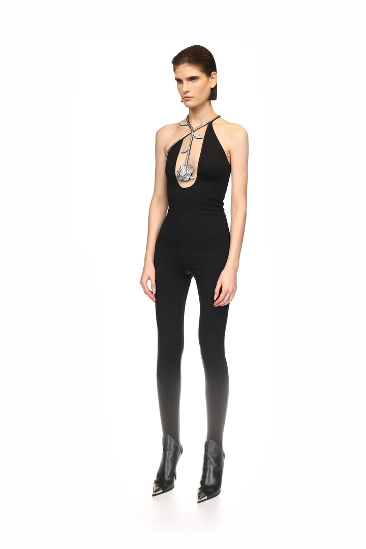 BLACK CRYSTAL ROSE JUMPSUIT