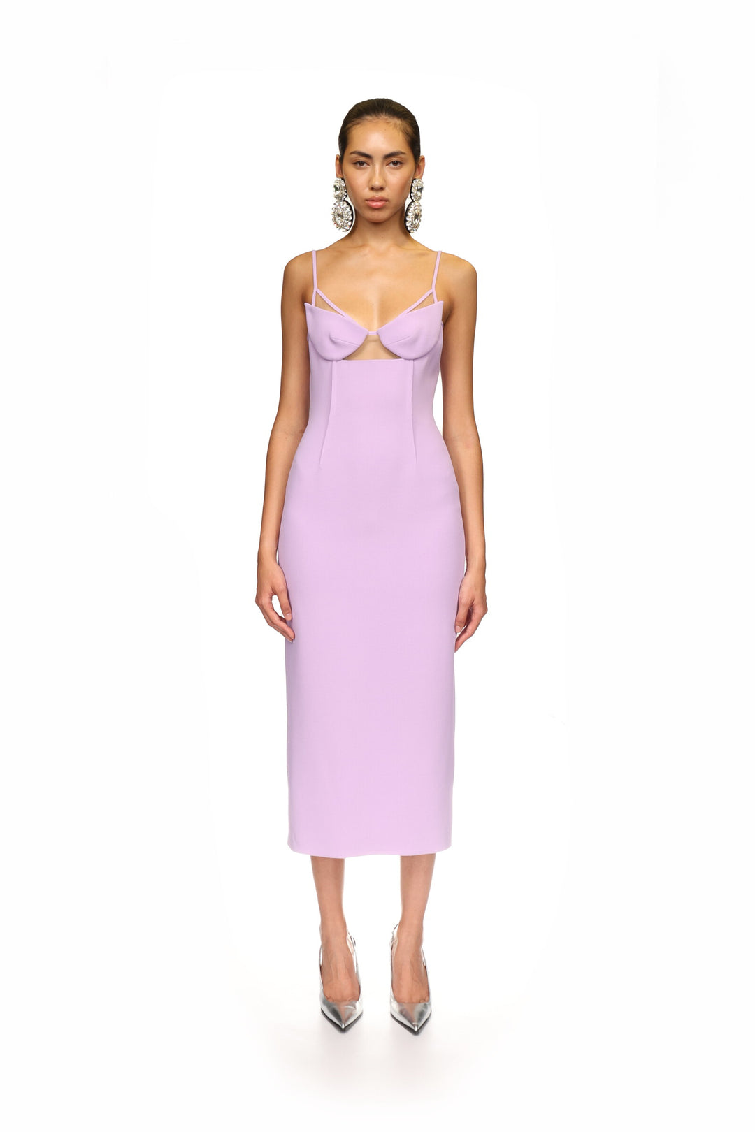 LILAC STATEMENT CUP MIDI DRESS
