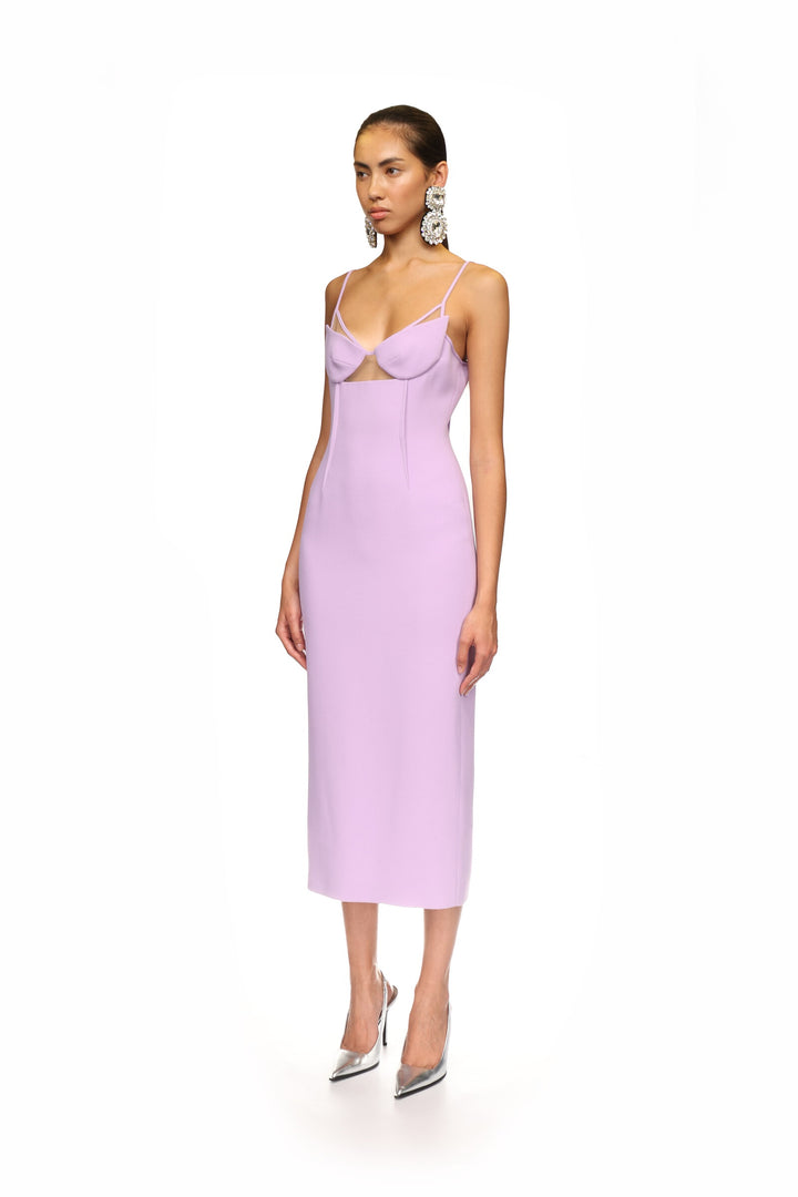 LILAC STATEMENT CUP MIDI DRESS