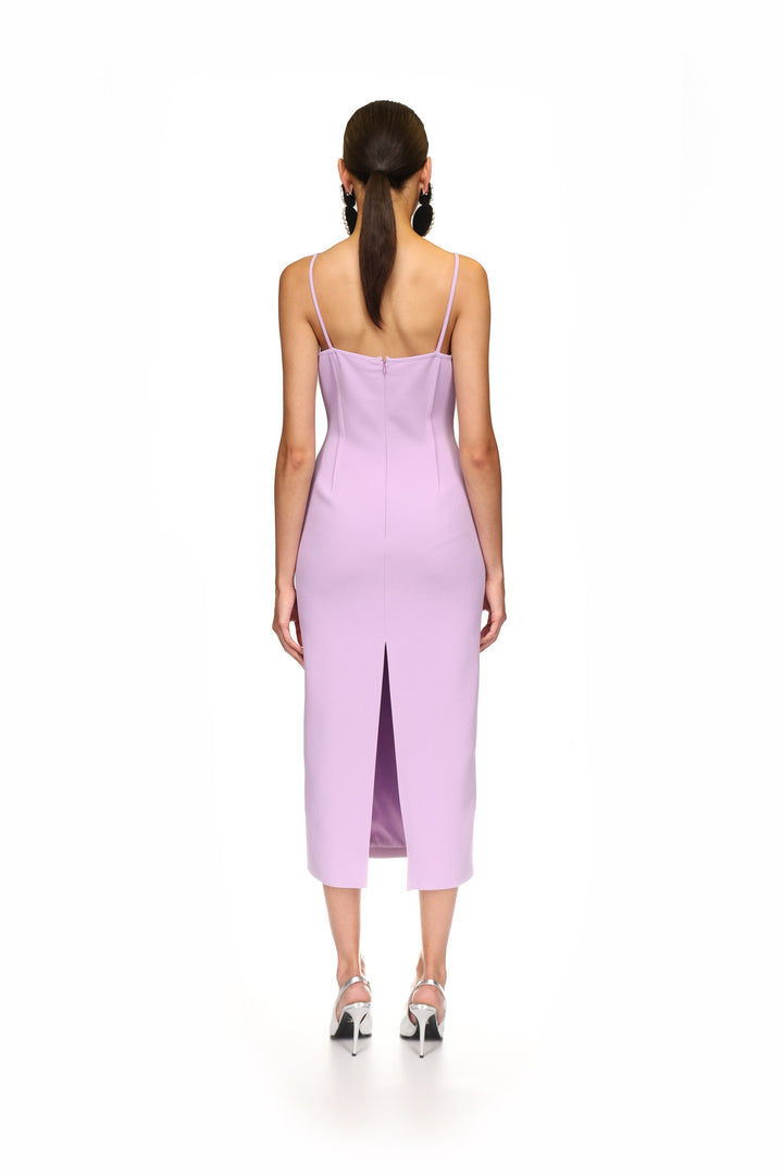LILAC STATEMENT CUP MIDI DRESS