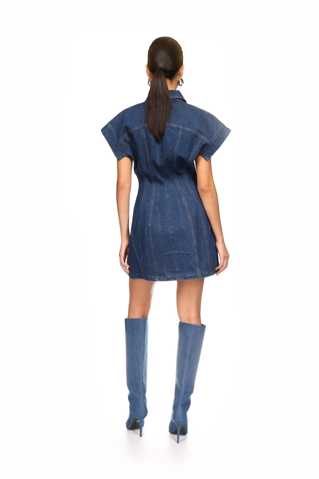 DENIM CAP SLEEVE MINI DRESS