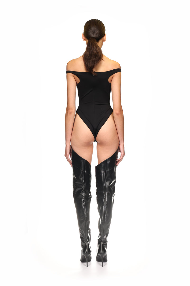 BLACK OFF-SHOULDER BODYSUIT