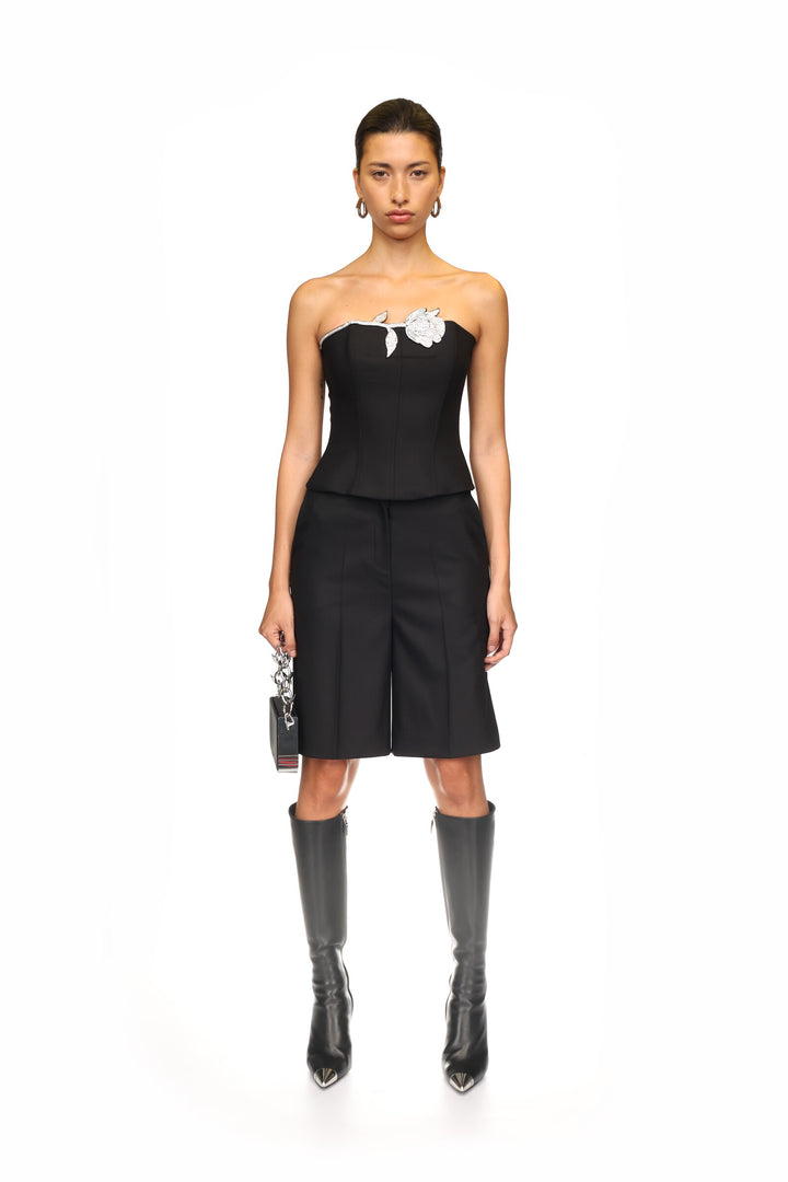 BLACK TAILORED SHORTS