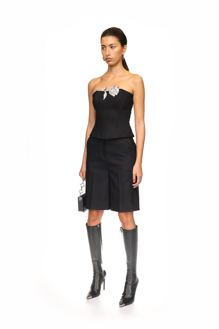 BLACK TAILORED SHORTS