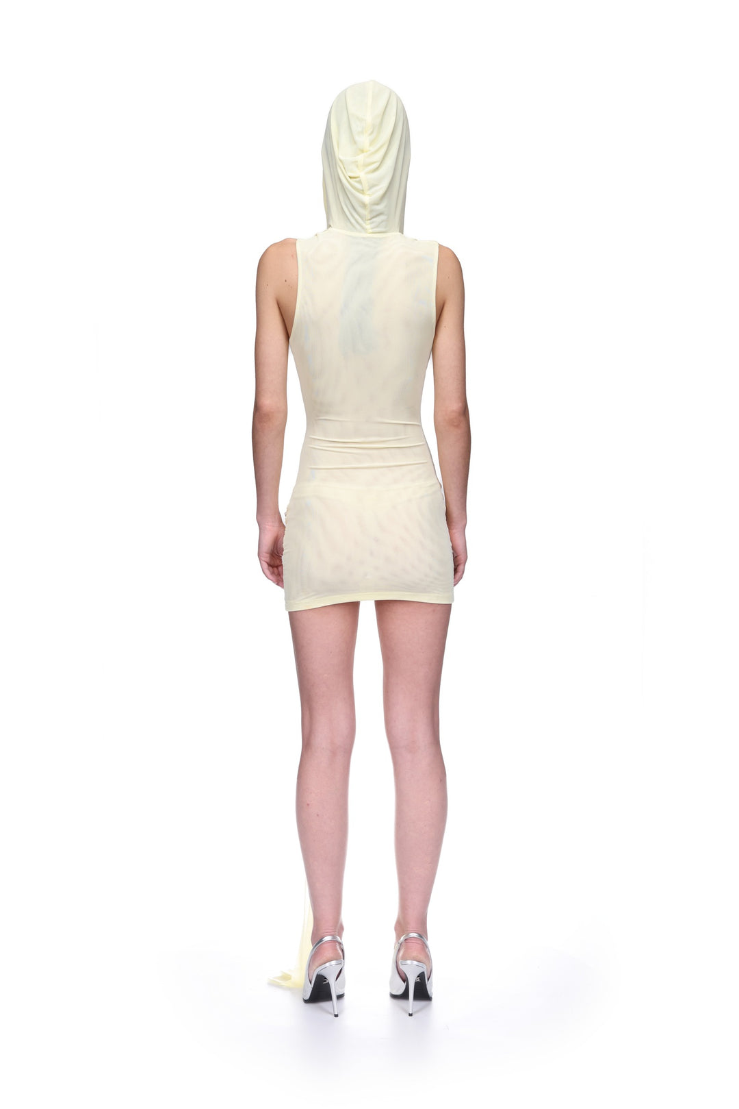 HOODED MINI DRESS WITH CRYSTAL HUMMINGBIRD
