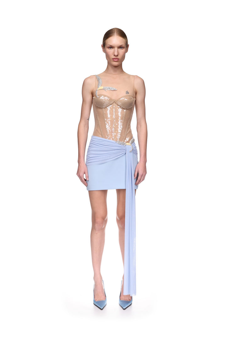 SEQUIN CORSET TOP WITH A CRYSTAL HUMMINGBIRD