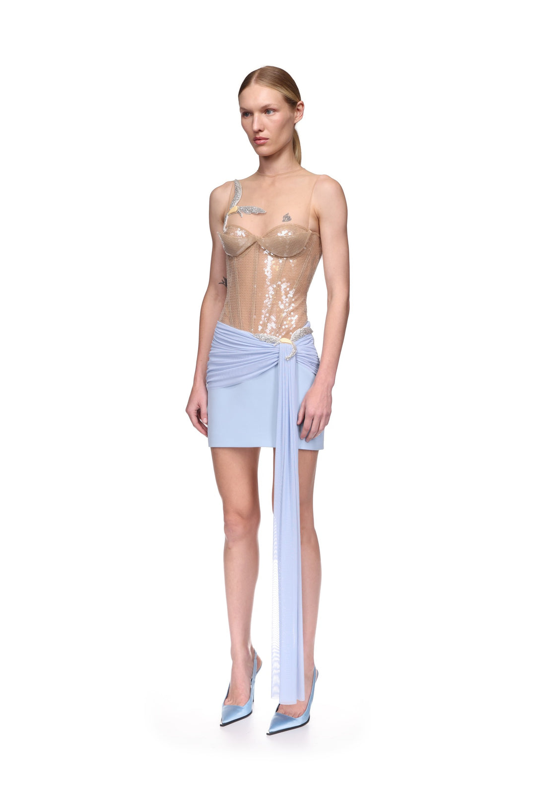 SEQUIN CORSET TOP WITH A CRYSTAL HUMMINGBIRD