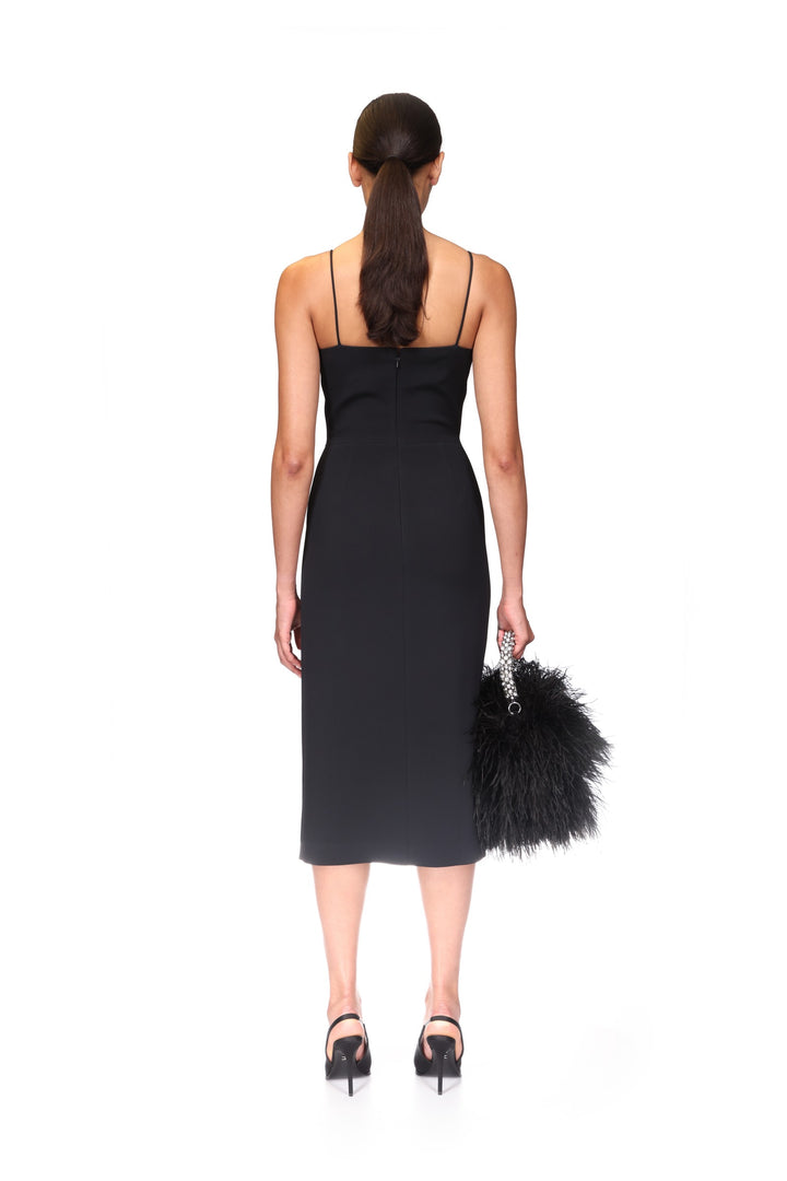 BALCONETTE BRA & CHUNKY CHAIN TRIM MIDI DRESS