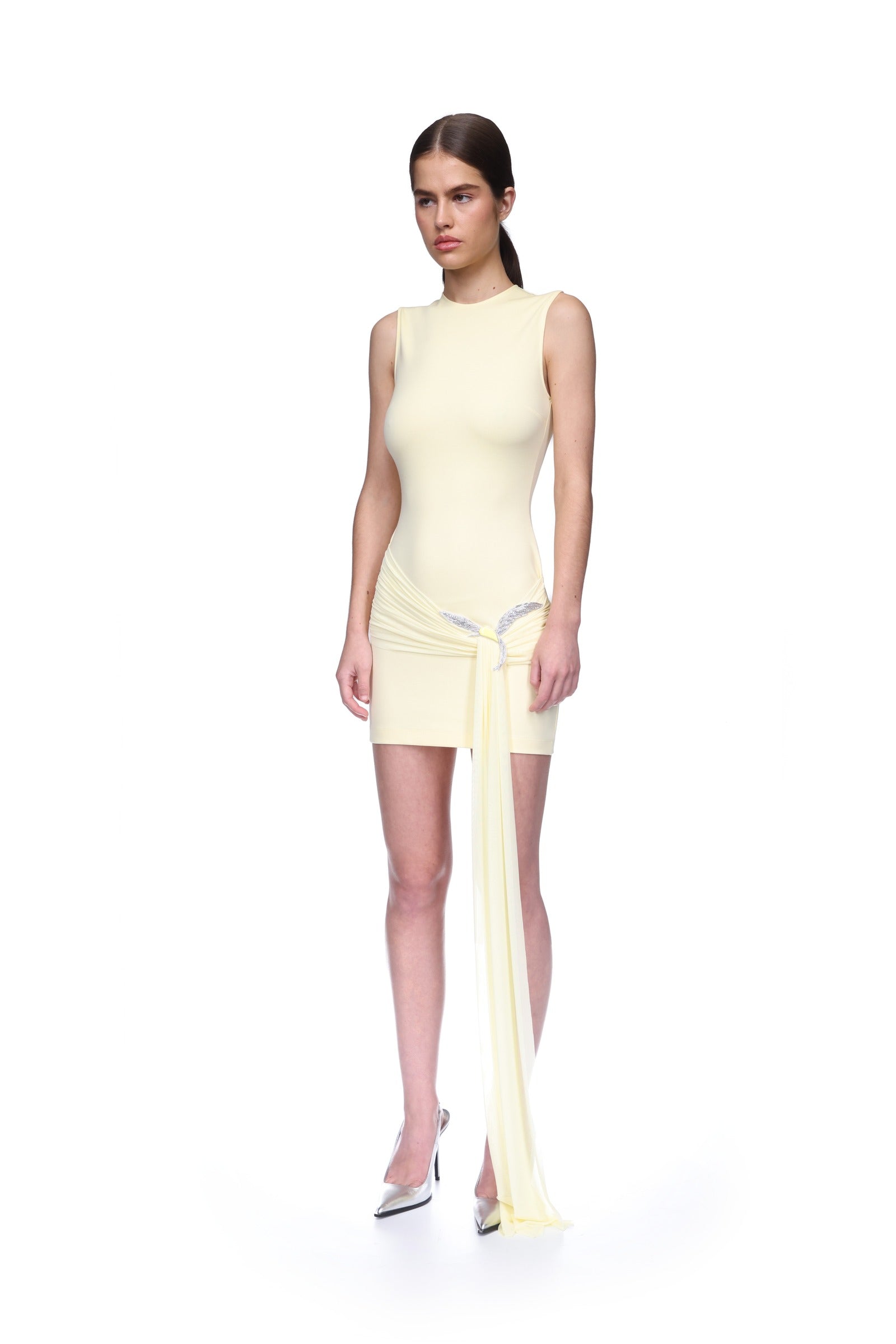 JERSEY MINI DRESS WITH CRYSTAL HUMMINGBIRD – David Koma
