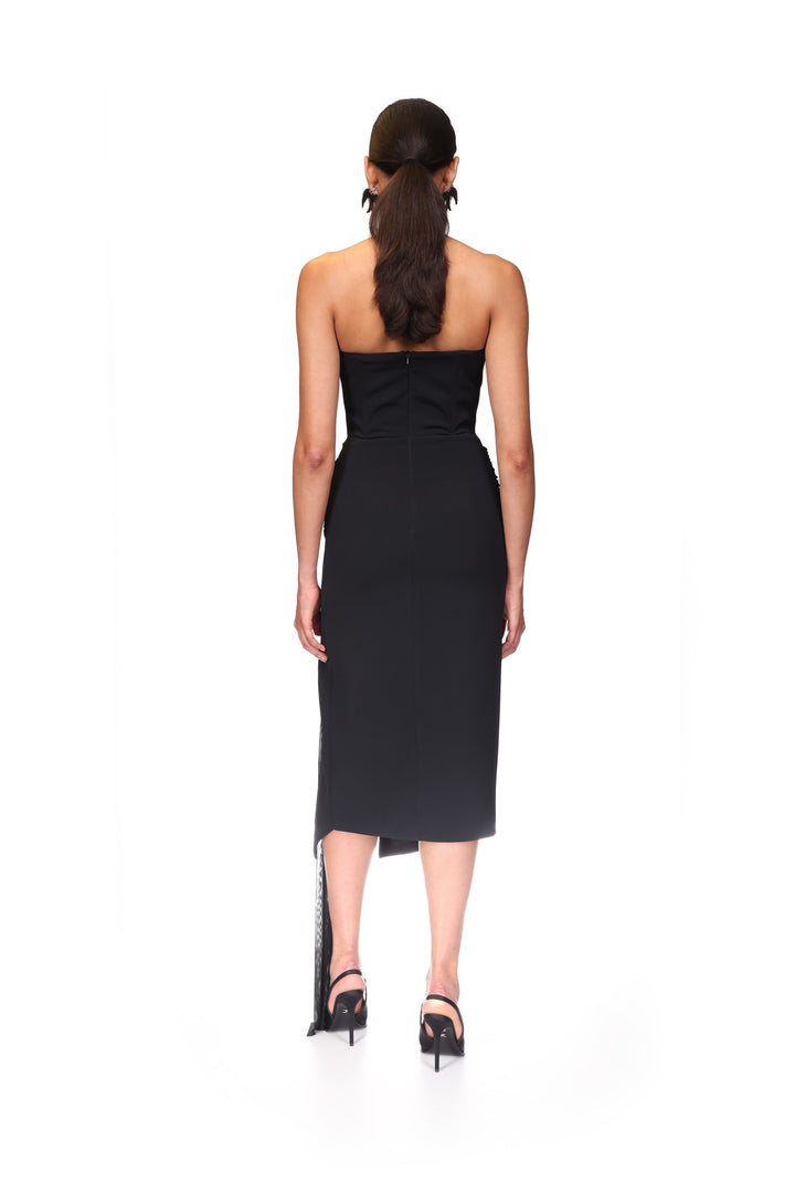SLEEVELESS MIDI DRESS WITH CRYSTAL HUMMINGBIRD