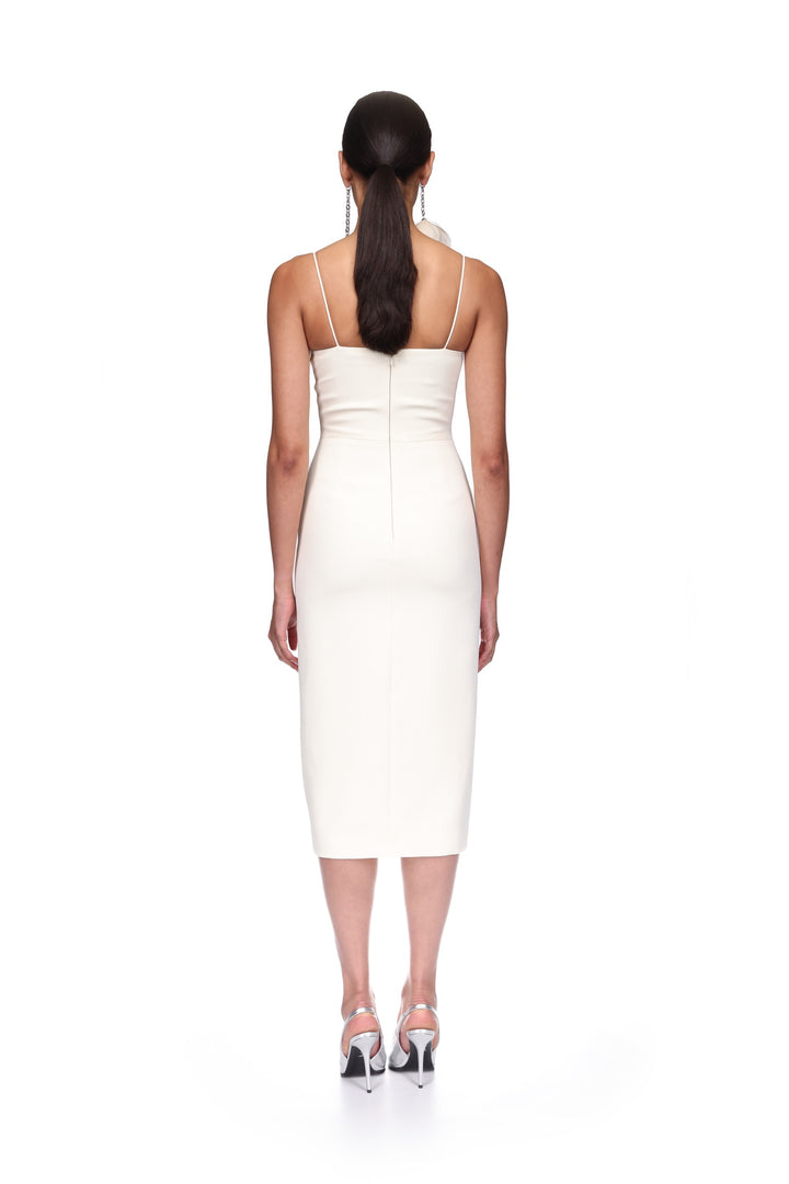 RUFFLE&FEATHER BALCONETTE BRA OPEN LEG MIDI DRESS