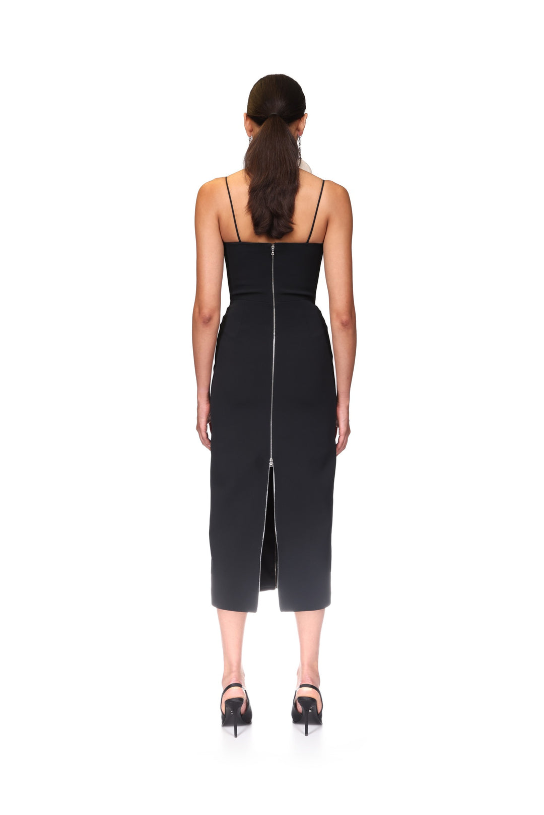 METAL ZIP AND BRA DETAIL MIDI DRESS