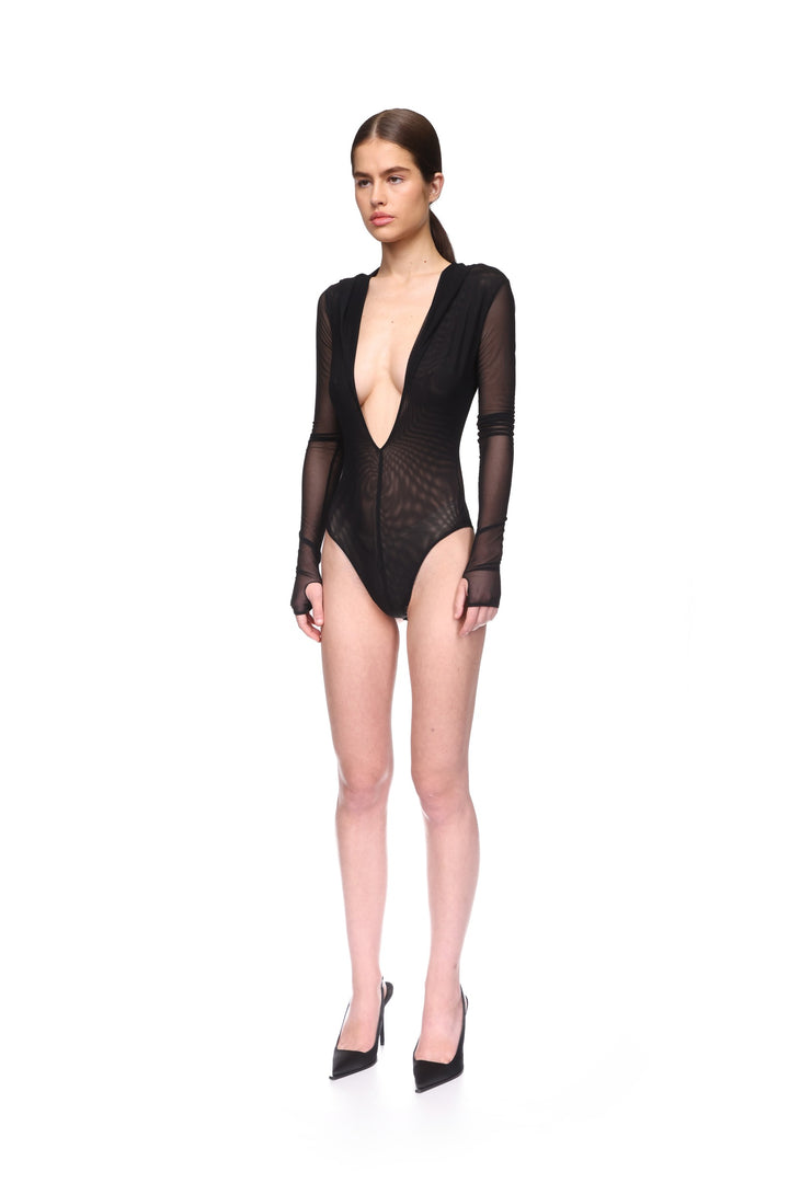 LONG SLEEVE BODYSUIT WITH HOODIE