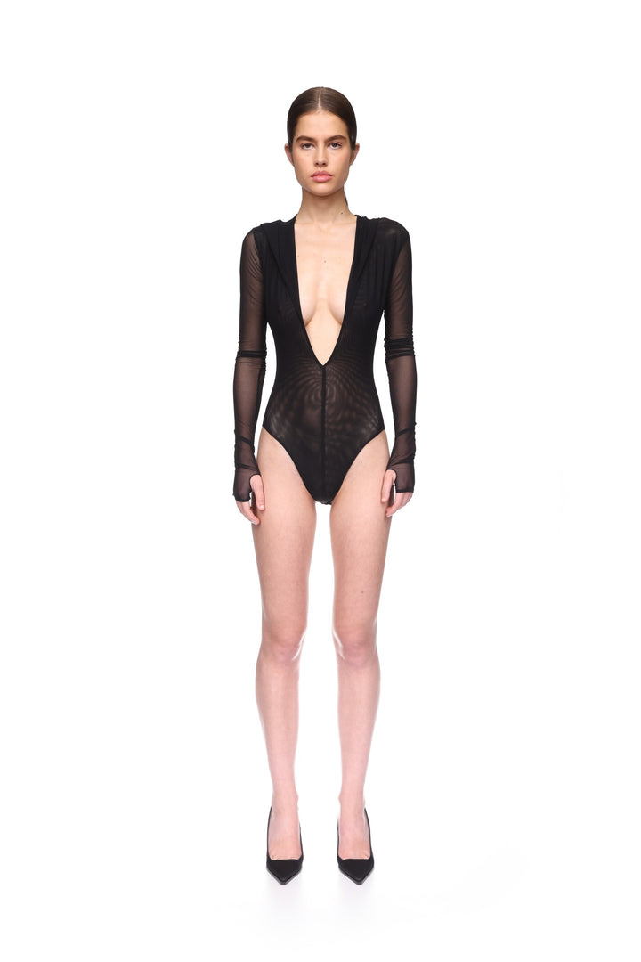 LONG SLEEVE BODYSUIT WITH HOODIE