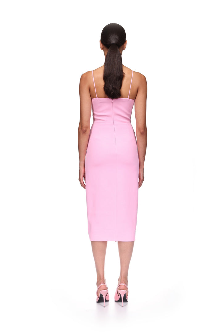 CAMI MIDI DRESS WITH CRYSTAL HUMMINGBIRD