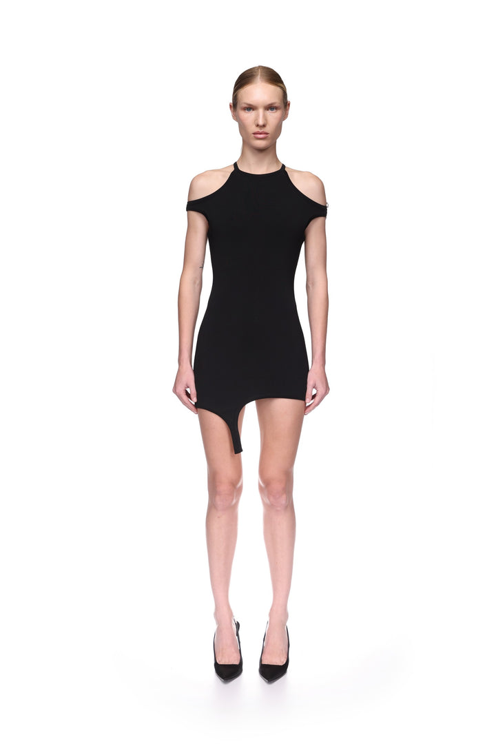 ASYMMETRIC KNIT DRESS WITH BUCKLE