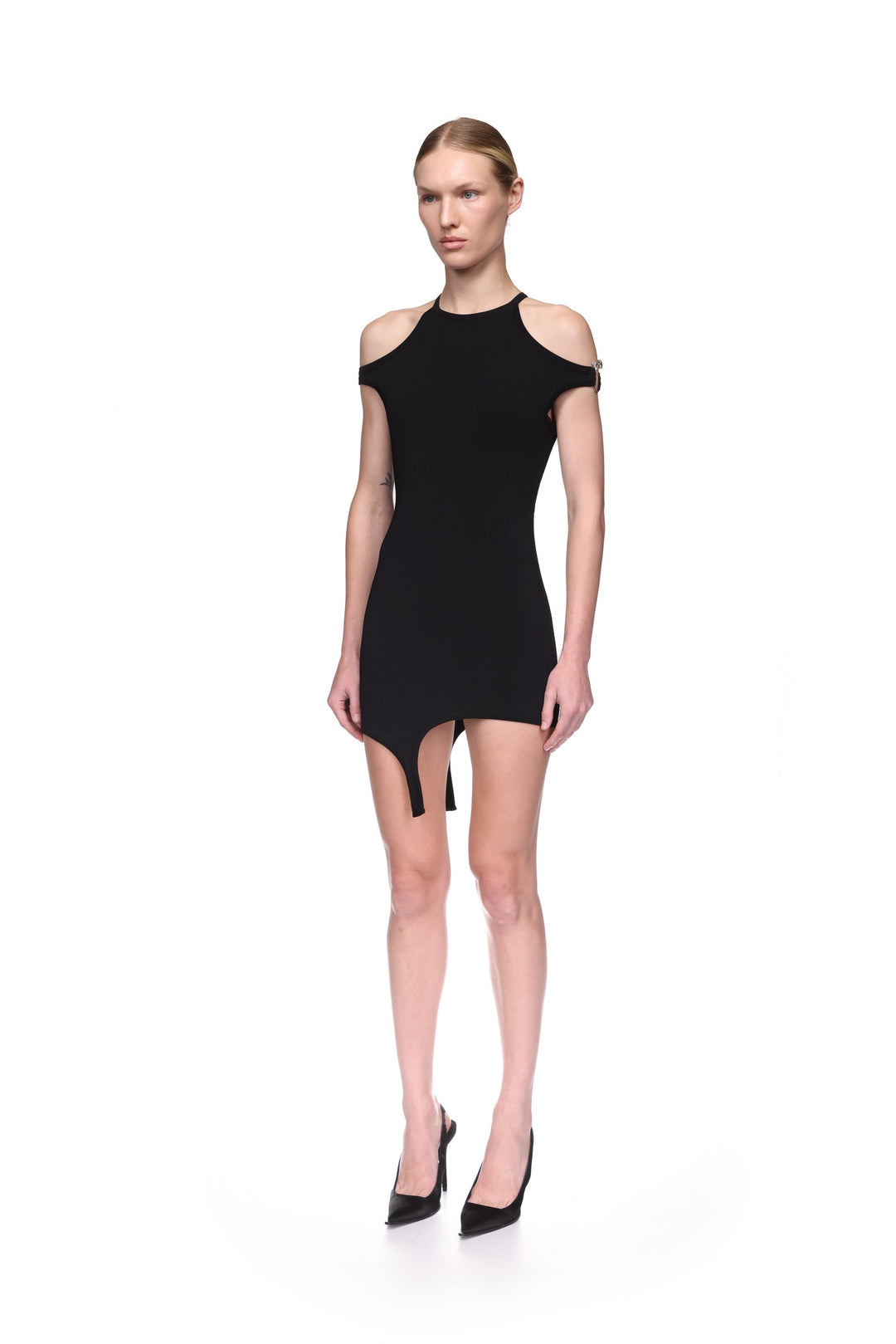 ASYMMETRIC KNIT DRESS WITH BUCKLE