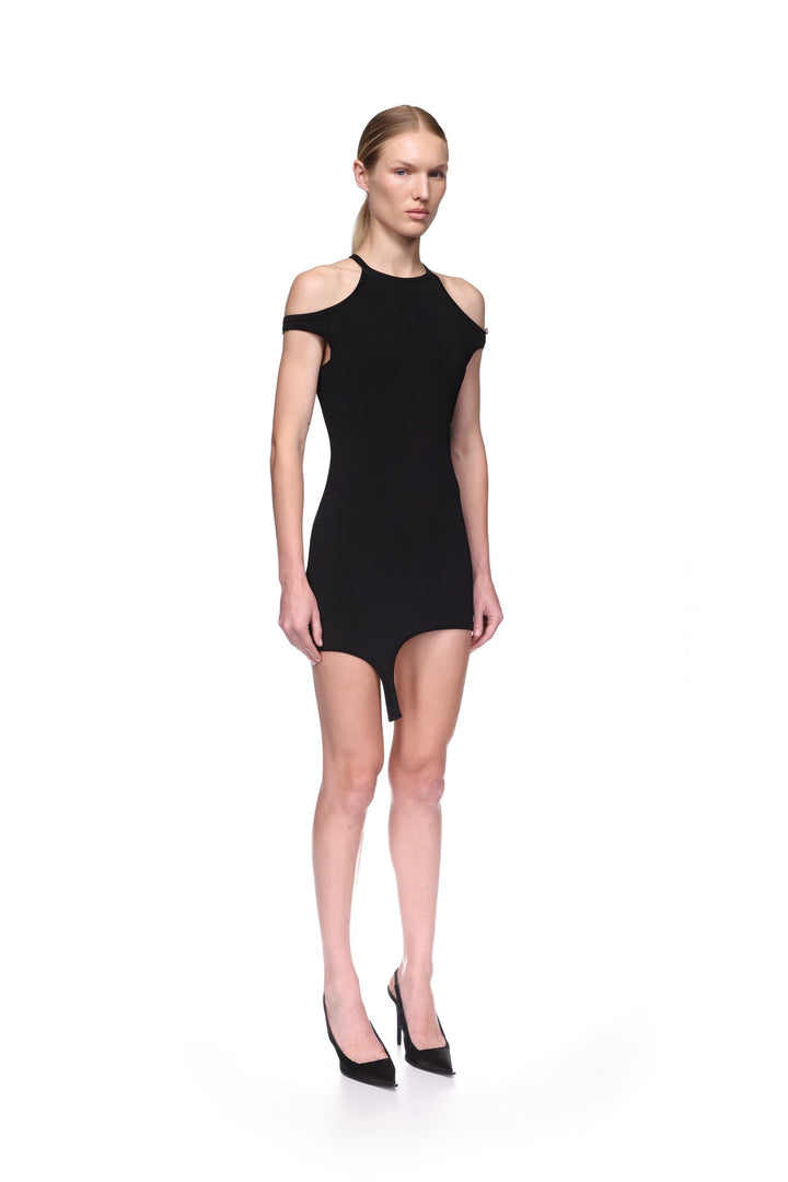 ASYMMETRIC KNIT DRESS WITH BUCKLE
