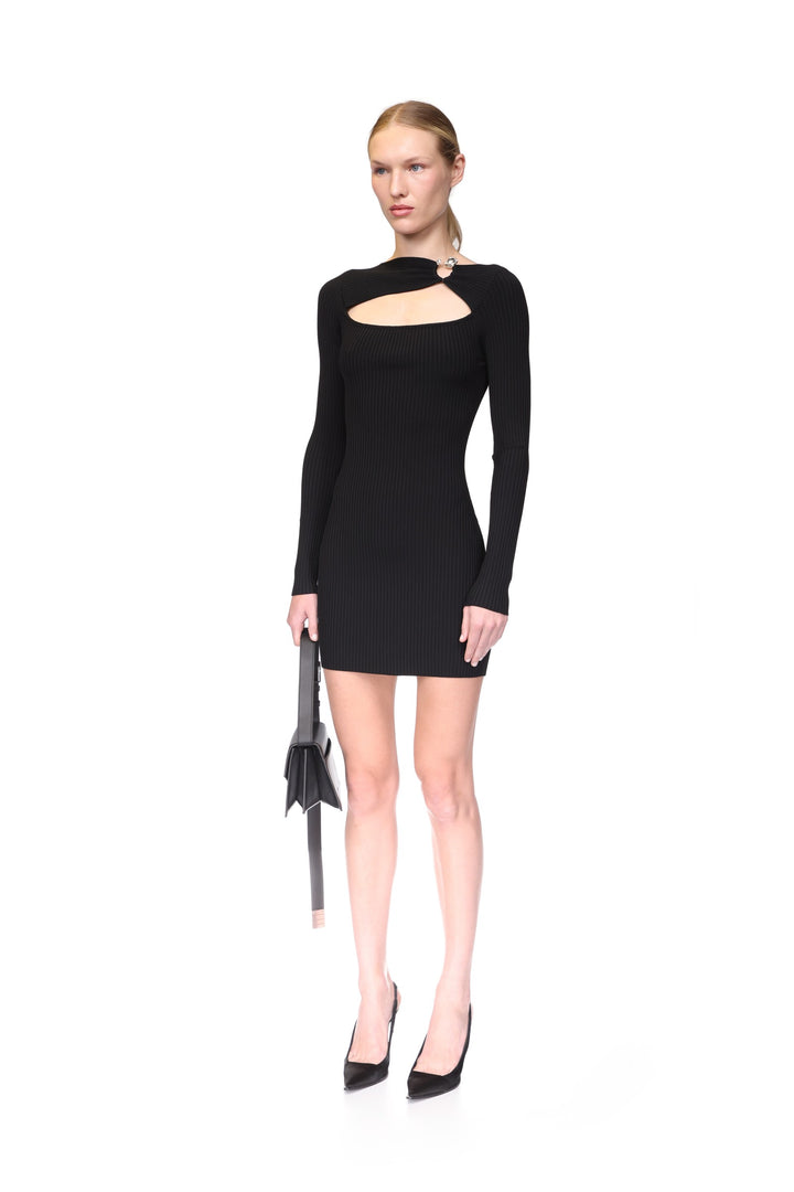 CRYSTAL BUCKLE MINI DRESS