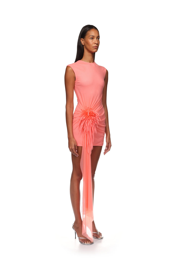 CACTUS DAHLIA AND DRAPE MINI DRESS