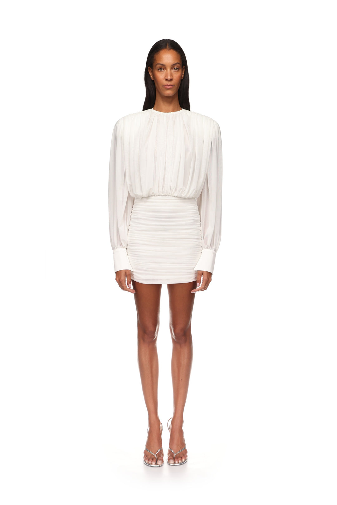ruched top mini dress Just Pearfect Ruched Top Sleeveless Mini Dress