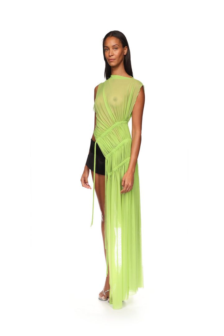 ASYMMETRIC HEM RUCHED TUNIC