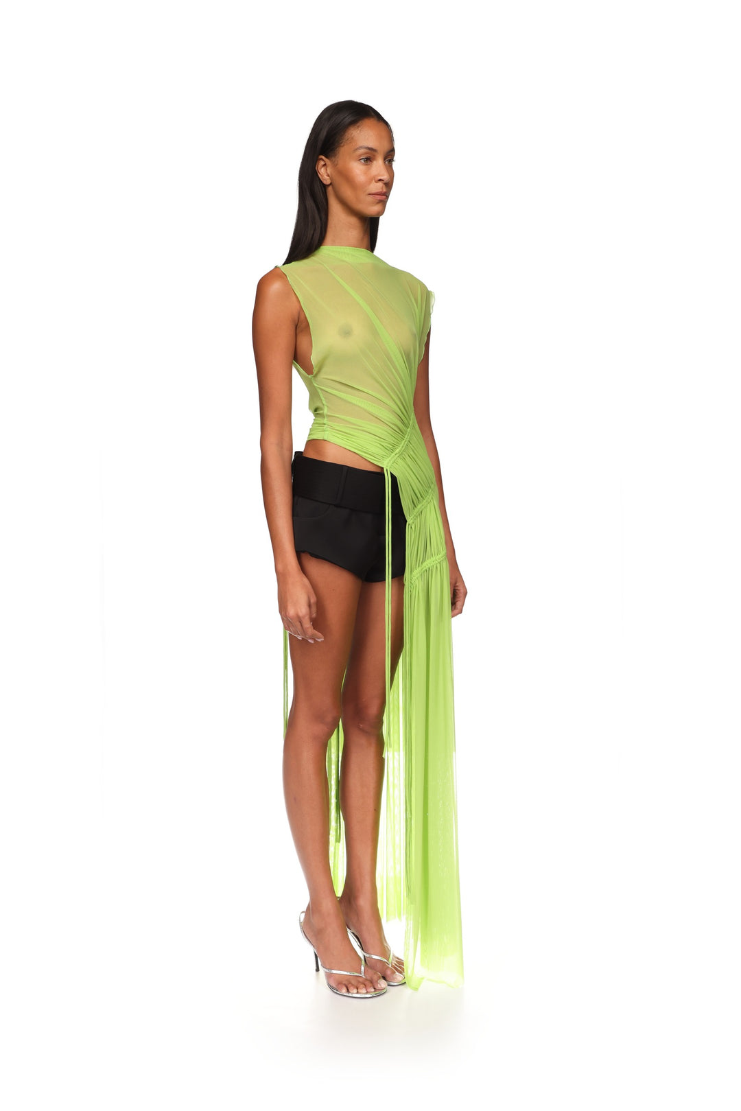 ASYMMETRIC HEM RUCHED TUNIC