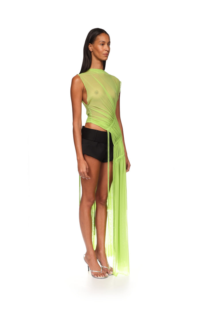 ASYMMETRIC HEM RUCHED TUNIC